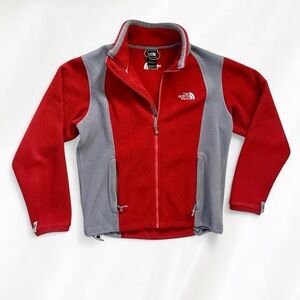 The North Face Women’s Red Gray Full Zip Fleece Jacket Size L